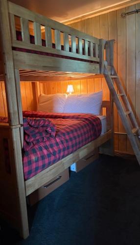 a couple of bunk beds in a room at Northwoods Lake Content Cabin in Saint Germain