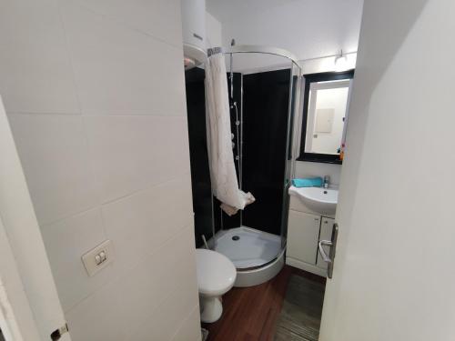 a small bathroom with a toilet and a sink at Studio idéal cure ou séjour escapade in Balaruc-les-Bains