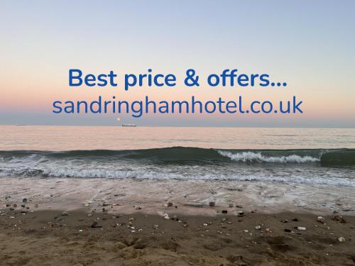 a picture of the beach with the words best price and offerssandhamorth at Sandringham Hotel - Seafront, Sandown, Isle of Wight - FREE CAR FERRY TICKET for 3 Nts, 1-2 Nts from 109 Pounds in Sandown