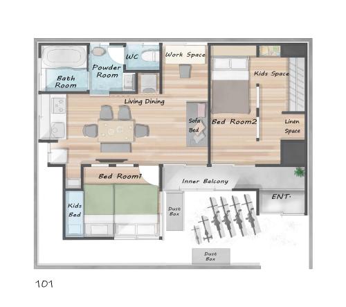 Yuka Hotel Komagome Family Stay - Playroom & Bikes - 1F