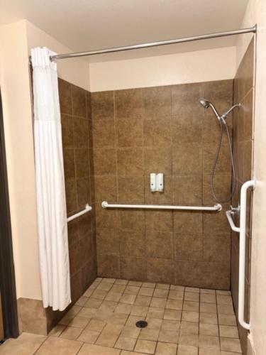 a bathroom with a shower with a shower curtain at Quality Inn Zion Park Area in Hurricane