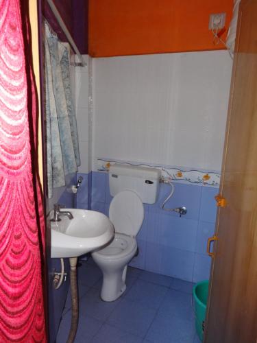 une petite salle de bain avec toilettes et lavabo dans l'établissement Four Seasons Home Stay (1BDH), à Madikeri