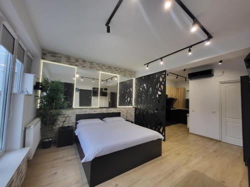 a bedroom with a large bed in a room at Belle View Apart Hotel in Turda