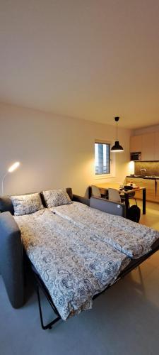 a bedroom with a large bed in a room at River2Mountain Cozy Apartment in Gozd Martuljek