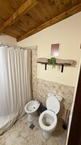 a bathroom with a toilet and a sink at Casa tafi in Tafí del Valle