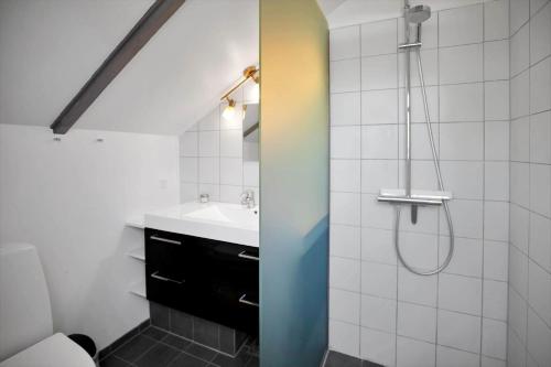a bathroom with a shower and a sink at 14246-Grevinge-Egenaes-Vaenge-42 in Grevinge