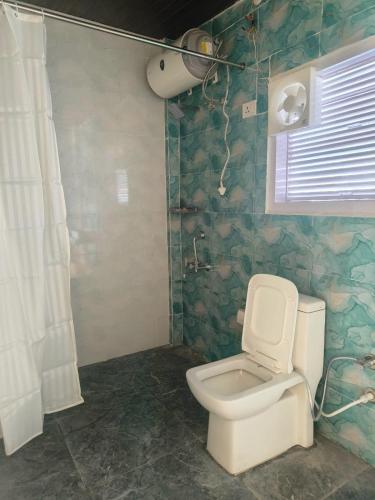 a bathroom with a toilet and a shower at Pinaceae Resort in Chakrāta