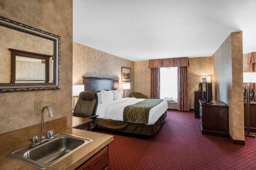 a hotel room with a bed and a sink at Comfort Inn & Suites Walla Walla in Walla Walla