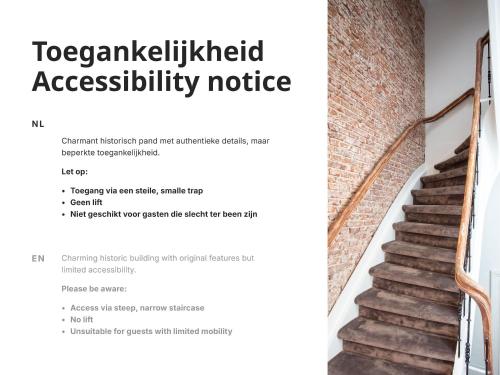 a page of a website with a stairwell assisted accessibility notice at STAYSOME Amsterdam Hemonystraat in Amsterdam