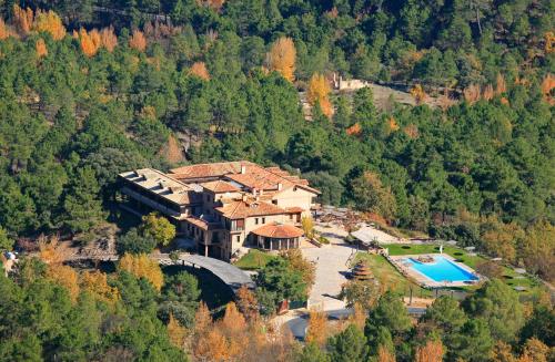 una vista aérea de una casa en un bosque en Coto del Valle de Cazorla, en Cazorla