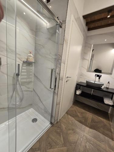 a bathroom with a shower and a sink at Il Podere Orto in San Gimignano