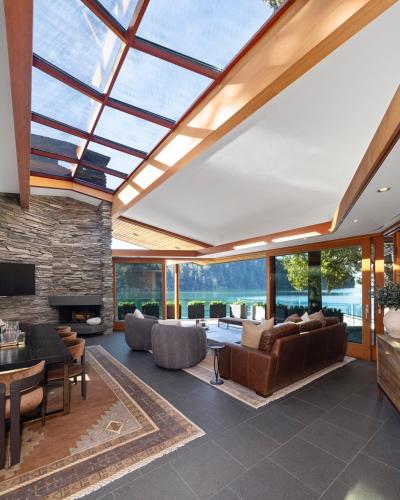 an open living room with a glass ceiling at Chuckanut Point Villa 2 Bedroom in Bellingham