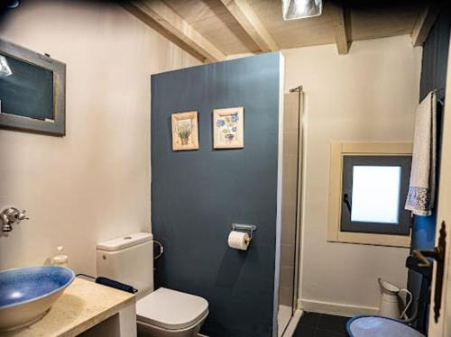 a bathroom with a toilet and a sink at Casa de Tintas in Cuenca