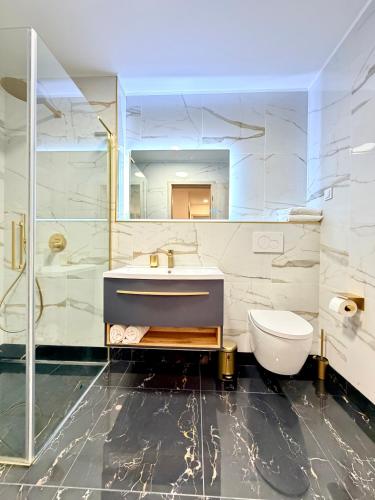 a bathroom with a sink and a toilet at GG Apartment 7 in Garmisch-Partenkirchen