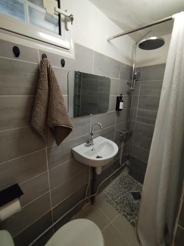a bathroom with a sink and a toilet at Lagoon Studio Appartement in Fort-de-France