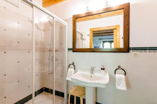 a bathroom with a sink and a shower at Casa Tadeguaz in Fago