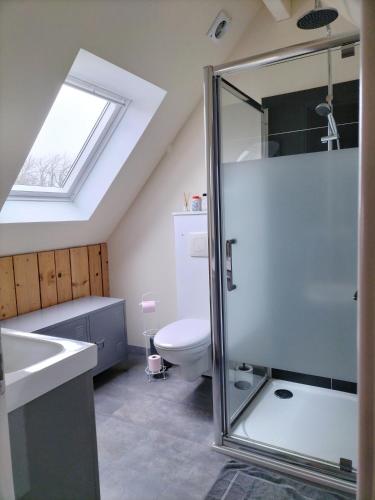 une salle de bains avec douche et toilettes dans l'établissement La Quiétude, au Crotoy