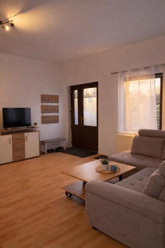 a living room with a couch and a table at Rohrbach Apartments in Ternitz