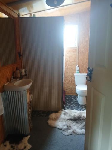 a bathroom with a sink and a toilet at Edens retreat in Upper Moutere