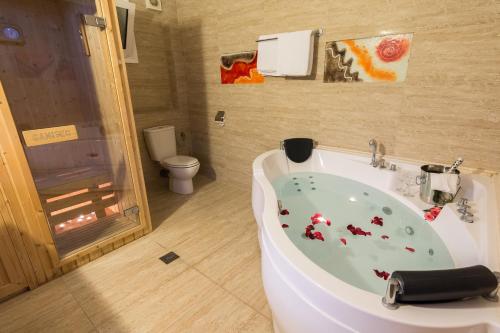 Ett badrum på Hotel Alexandros
