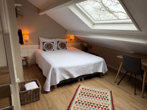 a bedroom with a bed and a skylight at 't Zeeuwse licht in Middelburg