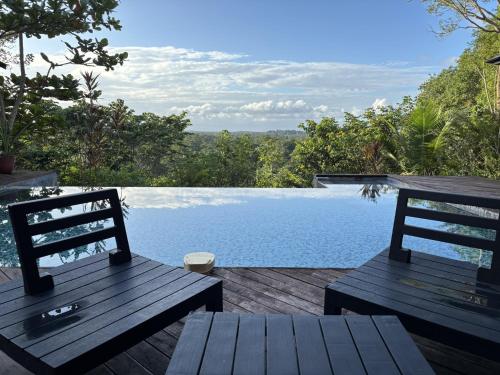 Villa Canopé - Piscine à débordement avec vue 180