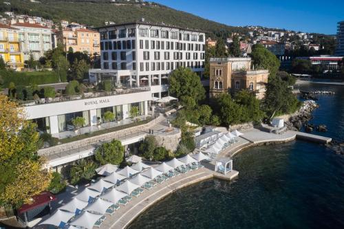 an aerial view of a building next to the water at Amadria Park Hotel Royal in Opatija