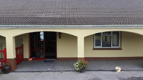a cat is sitting in front of a house at Horizon View Lodge Bed and Breakfast Glanleam Road Knightstown Valentia Island County Kerry V23 W447 Ireland in Valentia Island