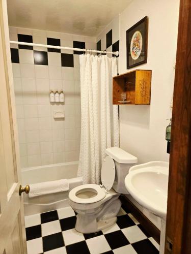a bathroom with a toilet and a sink at Oak Hill Inn in Julian
