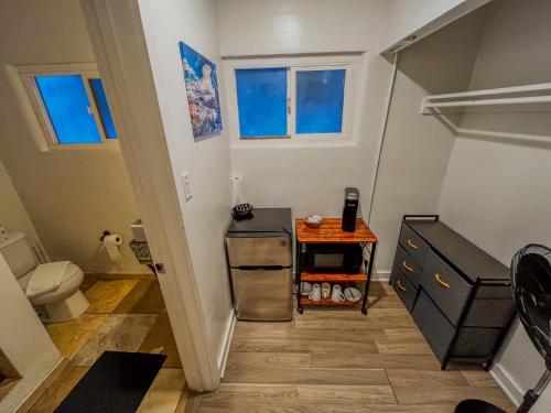 a small bathroom with a sink and a toilet at The Chalet at Kings Beach Unit 3 in Kings Beach