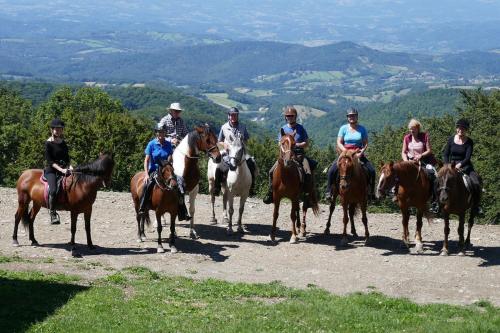 a group of people riding horses on a hill at Guest House Glogovac in Kamenica
