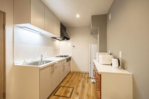 a small kitchen with a sink and a counter at Lino Stay Kasai 'elua in Tokyo