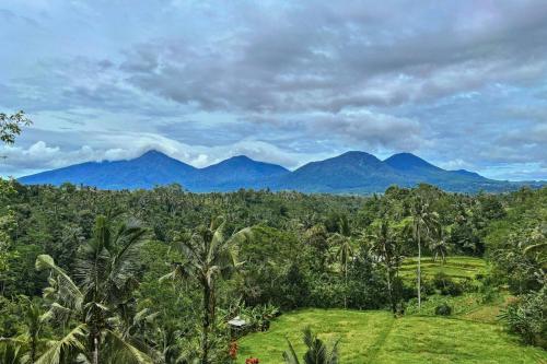 a view of a jungle with mountains in the background at Four Mountains Villa Bedugul by AGATA in Bedugul