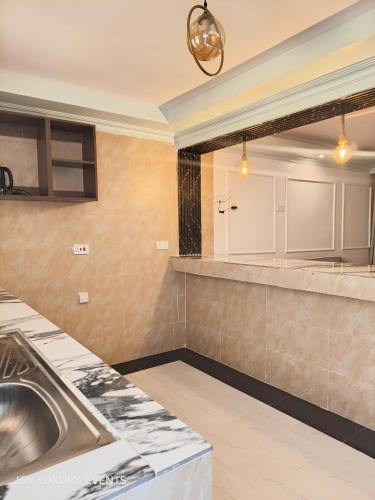 a kitchen with a sink and a counter at The Africana Hotel in Isiolo