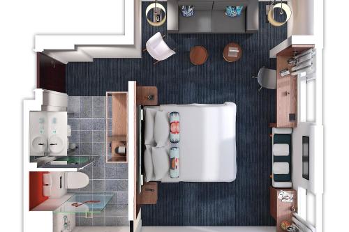 a floor plan of a kitchen with a refrigerator at Aloft by Marriott Stuttgart in Stuttgart