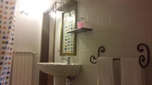 uma casa de banho com um lavatório e um espelho em Agriturismo Il Regio Tratturo em Baselice