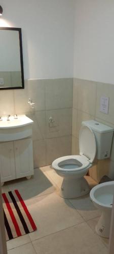 a bathroom with a white toilet and a sink at Edificio San Jose in Federación
