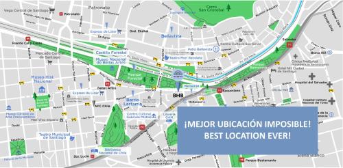 a map of the intersectionigation suggested the best location ever at BHB Hotel Boutique in Santiago