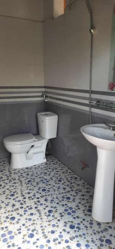 a bathroom with a toilet and a sink at An's home Mộc Châu in Mộc Châu
