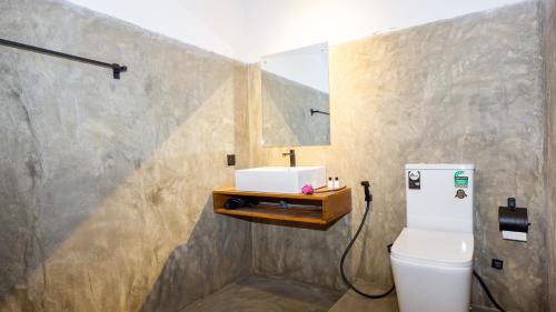a bathroom with a sink and a toilet at Vilona Nature Villa in Dambulla