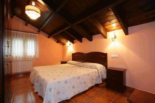 a bedroom with a large bed in a room at Apartamentos El Castañeu in Corao