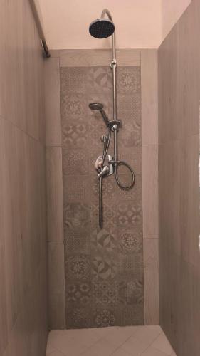 a shower with a shower head on a wall at Celebes in Brindisi