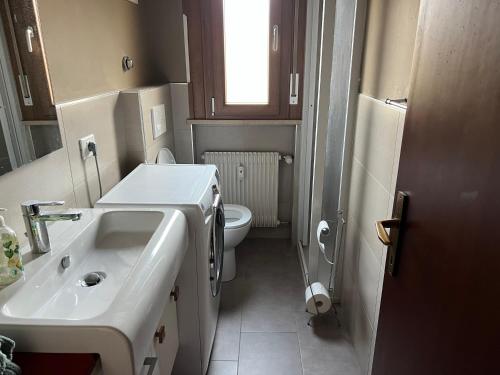 a small bathroom with a sink and a toilet at Pegaso - bilocale a pochi passi dal centro in Pordenone