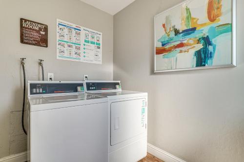 a white washer and dryer in a room at Pleasanton Gem in Quiet Community w/ Pool Access in Pleasanton