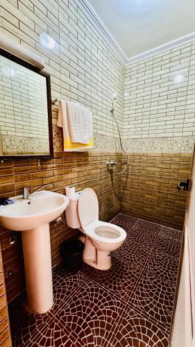 a bathroom with a toilet and a sink at Chez Ali Zagora Authentic Hotel Restaurant and Desert Excursions in Zagora
