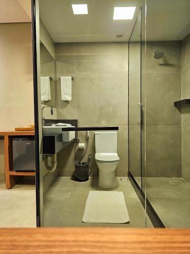 un bagno con WC e lavandino di Catuai Hotel Jaru a Juru