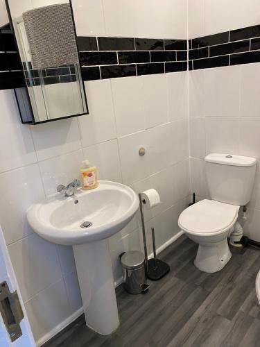 a bathroom with a sink and a toilet at Oldcotes Studio in Firbeck