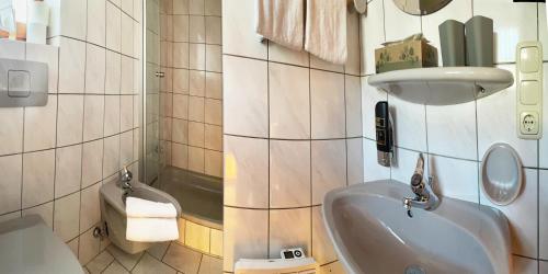 a bathroom with a sink and a toilet at Appartement Seebacher in Hochfilzen