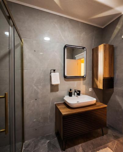 a bathroom with a sink and a mirror at Luxury Villa Bar in Bar