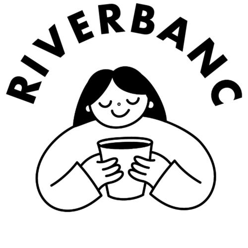 a girl holding a glass of water with the text herba at RIVERBANC in Llangollen